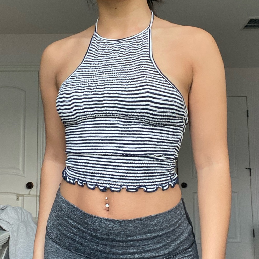 Halter striped crop top